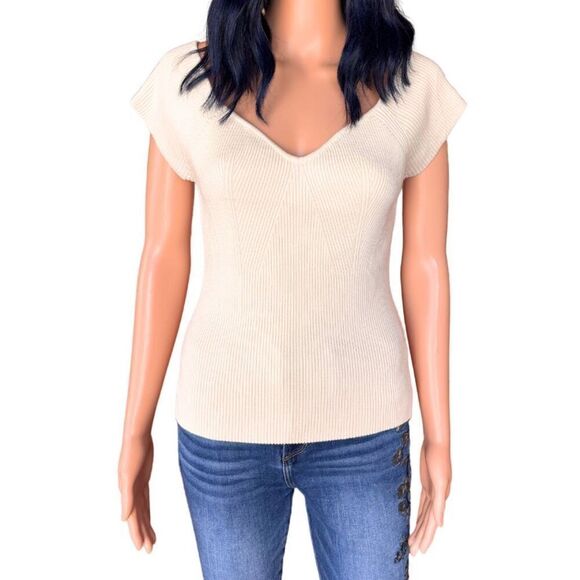 NWT ASTR The Label Cream Ribbed Sweetheart Top - Picture 1 of 4